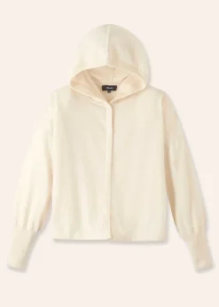 Outlet ME+EM Cashmere Drop Shoulder Box Crop Hoody Natural Cream