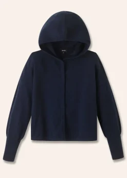 Discount ME+EM Cashmere Drop Shoulder Box Crop Hoody Dark Navy