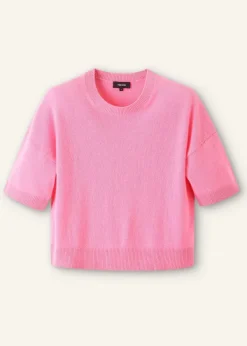 Sale ME+EM Cashmere Relaxed Crop Tee Perfect Pink