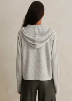 ME+EM Cashmere Relaxed Fit Box Zip Hoody Silver Grey M Lange