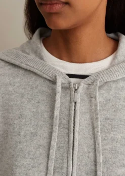 ME+EM Cashmere Relaxed Fit Box Zip Hoody Silver Grey M Lange