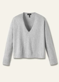 Online ME+EM Cashmere Relaxed V-Neck Jumper Silver Grey M Lange