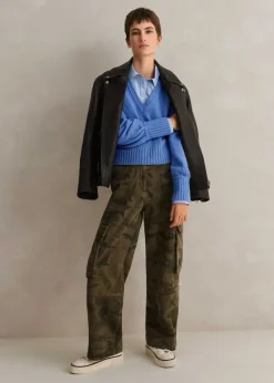 New ME+EM Cashmere Silk V-Neck Jumper Cornflower Blue
