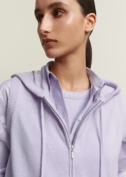 Clearance ME+EM Cashmere Sleeveless Relaxed Zip Hoody Lilac
