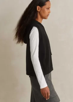 Sale ME+EM Cashmere Sleeveless Relaxed Zip Hoody Black