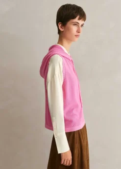 Outlet ME+EM Cashmere Sleeveless Relaxed Zip Hoody Candy Pink
