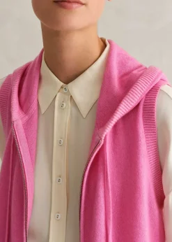 Outlet ME+EM Cashmere Sleeveless Relaxed Zip Hoody Candy Pink