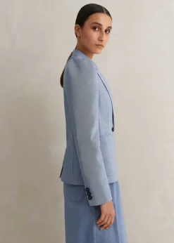 ME+EM Chambray Tailoring Fitted Blazer Blue