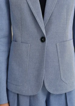 ME+EM Chambray Tailoring Fitted Blazer Blue