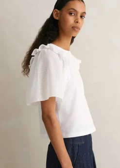 Hot ME+EM Check Detail Boxy T-Shirt Fresh White