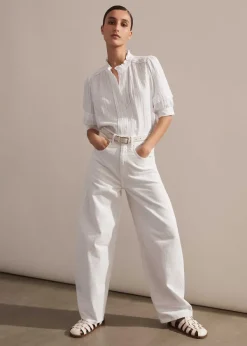 Online ME+EM Cheesecloth Blouse Soft White