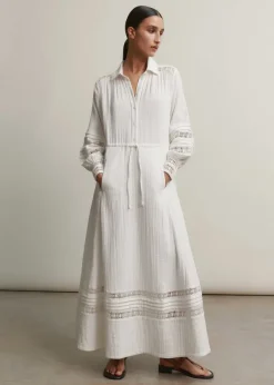 Hot ME+EM Cheesecloth Drawstring Maxi Dress Soft White