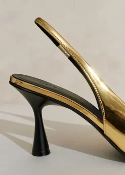 Outlet ME+EM Chisel Toe Metallic Slingback Gold