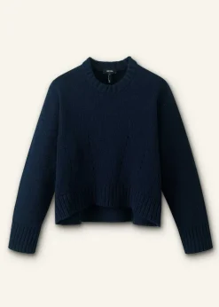 Clearance ME+EM Chunky Cotton Curved Hem Jumper Navy