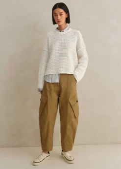 Outlet ME+EM Chunky Cotton Open Stitch Box Jumper Fresh White