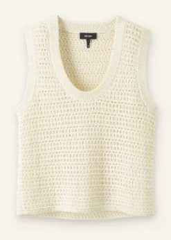 Best ME+EM Chunky Cotton Open Stitch Vest Cream