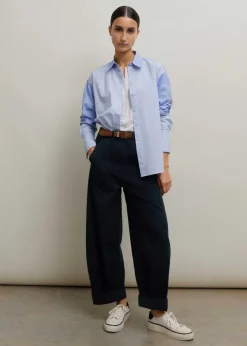 Sale ME+EM Cotton Colour Block Oversized Shirt Blue