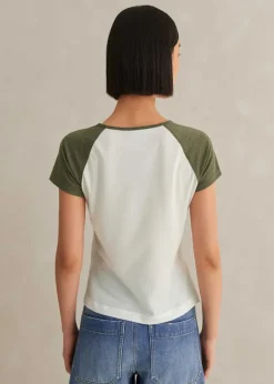 Online ME+EM Cotton Contrast Baseball Tee Cream/Khaki