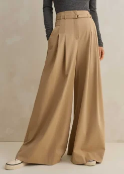 Outlet ME+EM Cotton Super High-Waisted Trouser + Belt Stone