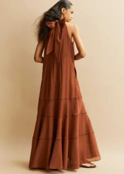 Hot ME+EM Cotton Voile Halterneck Full-Length Dress Cinnamon