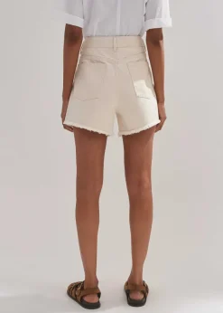 Hot ME+EM Distressed Denim Short Ecru
