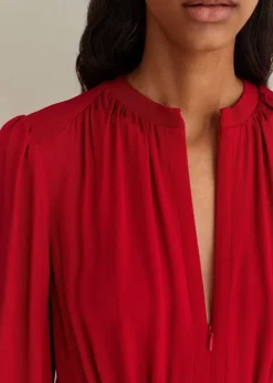 Sale ME+EM Elegant Panelled Midi Dress Scarlet