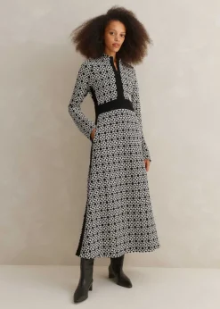 Hot ME+EM Graphic Jacquard Ponte Maxi Dress Black/White