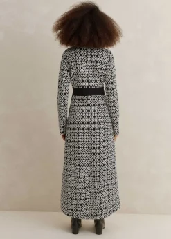 Hot ME+EM Graphic Jacquard Ponte Maxi Dress Black/White