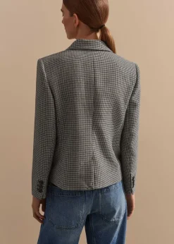 Sale ME+EM Houndstooth Short Jacket Black/White