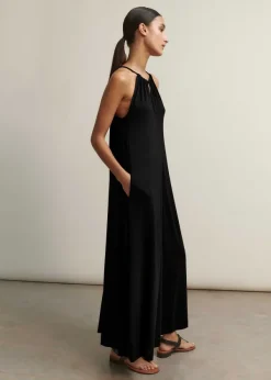 ME+EM Interlock Halterneck Maxi Dress Black