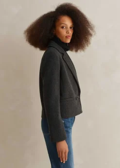 ME+EM Italian Wool Crop Forever Jacket Charcoal
