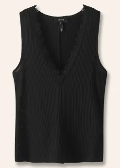 Best ME+EM Lace Trim V Neck Layering Tank Black