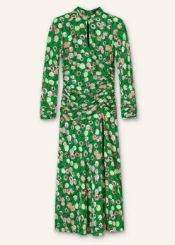 Outlet ME+EM Lantana Flower Print Midi Dress Green/Pink/Multi