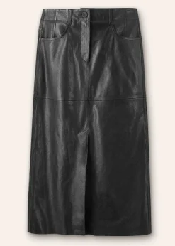 Discount ME+EM Leather Midi Skirt Black