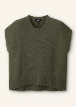 New ME+EM Lofty Cashmere Relaxed Curved Hem Vest Light Khaki