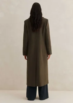 ME+EM Melange Wool Longline Coat Khaki