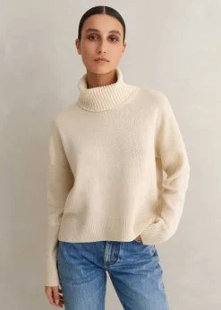 Clearance ME+EM Merino Cashmere Curved Hem Jumper + Snood Cream