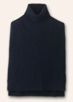 Outlet ME+EM Merino Cashmere Relaxed Roll Neck Vest Navy