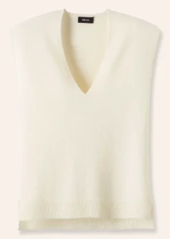 ME+EM Merino Cashmere Relaxed V Neck Vest Cream