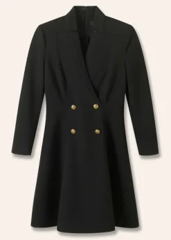 Hot ME+EM Military Button Fit And Flare Mini Dress Black