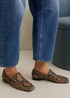 Discount ME+EM Modern Snake-Embossed Loafer Tan
