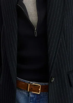 Hot ME+EM Pinstripe Bracelet Sleeve Boyfriend Blazer Navy/Charcoal