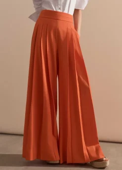 Hot ME+EM Pleated Ultra Wide-Leg Trouser Orange Zing