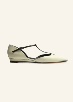 Best ME+EM Pointy T-Bar Wedge Off White/Black