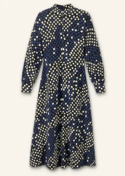 ME+EM Printed Ponte Balloon Sleeve Maxi Dress Ultramarine/Black