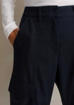 Hot ME+EM Regular Length Cotton Flared Cargo Trouser Navy
