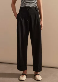 Clearance ME+EM Relaxed Tapered Turn-Up Trouser Black