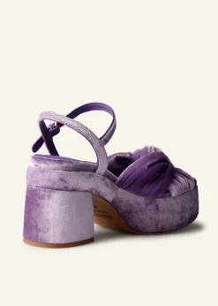New ME+EM Ruched Velvet Knot Platform Dusty Lilac