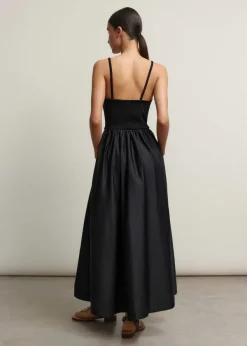 Clearance ME+EM Seam Detail Mixed Media Maxi Dress Black