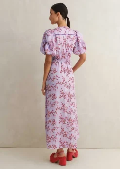 Best ME+EM Shadow Berry Print Midi Tea Dress Purple/Red/Multi
